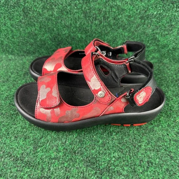 Wolky Rio Red Camo Black Slingback Comfort Sandals Size EU 36 US 5.5-6 - Picture 3 of 7